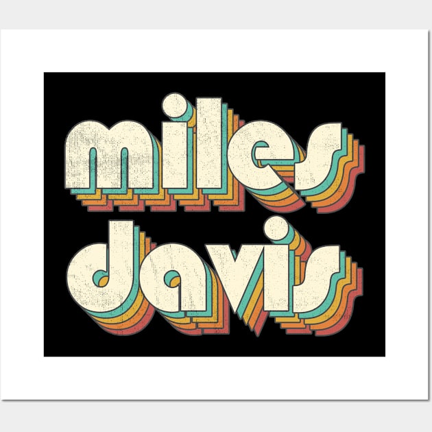 Retro Vintage Rainbow Miles Letters Distressed Style Wall Art by Cables Skull Design